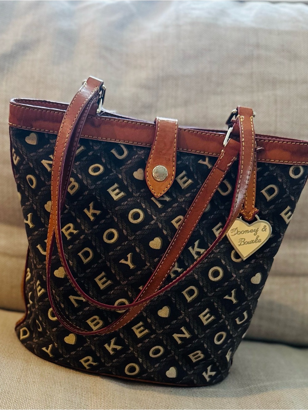 Vintage Dooney & Bourke Crossword Collection Y2K Tote Bag